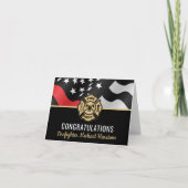 Carte Pompier Fire Academy Red Line Drapeau Graduation (Devant)