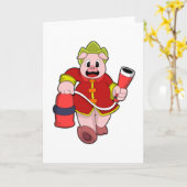 Carte Pompier Porc Extincteur d'incendie (Fleur jaune)