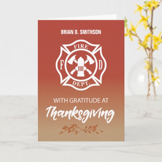 Carte Pompier Thanksgiving Bénédictions Merci (Fleur jaune)