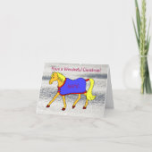 Carte Poney de dessin animé trottant sur neige Noël (Devant)