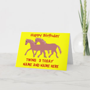 Carte Poneys de bande dessinée, souriant, personnaliser