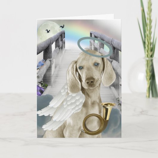 Carte Pont Arc-en-ciel ange Weimaraner (Devant)