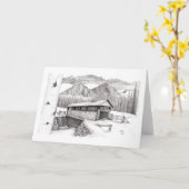 Carte Pont couvert dans la neige (Fleur jaune)