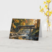 Carte Pont Couvert D'Automne Rustique Pour Anniversaire (Fleur jaune)