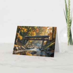 Carte Pont Couvert D'Automne Rustique Pour Anniversaire