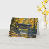 Carte Pont Couvert D'Automne Rustique Pour Anniversaire (Fleur jaune)