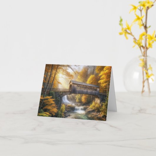 Carte Pont couvert en bois (Fleur jaune)