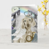Carte Pont de l'Arc-en-Ciel Ange Weimaraner (Fleur jaune)