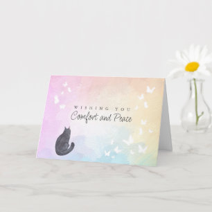 Carte Pont de l'Arc-en-Ciel Aquarelle Chat Noir Sympathi