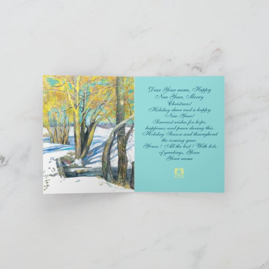 Carte Pont en hiver Peinture aquarelle (Intérieur)