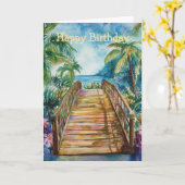 Carte Pont Tropical Anniversaire (Fleur jaune)