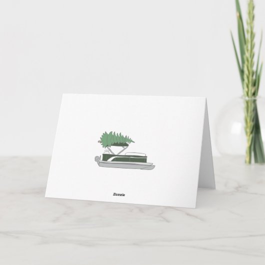 Carte Pontoon Boat with Christmas Tree on Top Holiday (Dos)