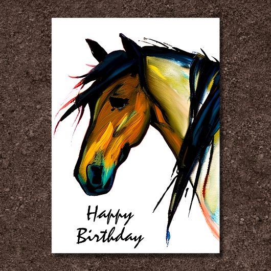 Carte Pony sauvage | Hippocampe aquarelle Joyeux anniver