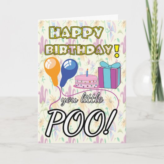 Carte POO Ballons gâteau drôles enfants mignon anniversa (Devant)