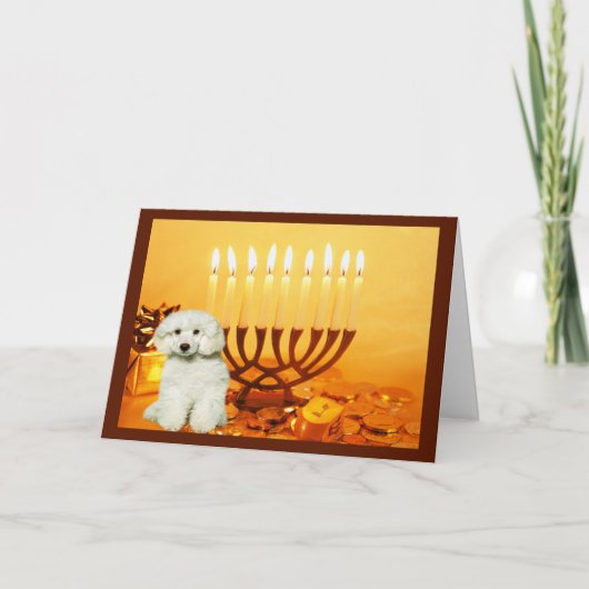 Carte Poodle Chanukah Menorah (Devant)
