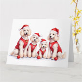 Carte Poodle Christmas Dress Santa Hat (Fleur jaune)