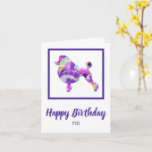 Carte Poodle Français Chien Silhouette Purple PY&B Anniv (Fleur jaune)