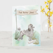 Carte Poodle gris se sentent mieux après la chirurgie à  (Fleur jaune)