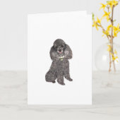 Carte Poodle - Jouet /Miniature Argent (Fleur jaune)