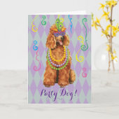 Carte Poodle Mardi Gras (Fleur jaune)