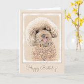 Carte Poodle Miniature Toy Apricot Crème Chien Brown Art (Fleur jaune)