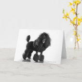 Carte Poodle noir découpé (Fleur jaune)