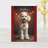 Carte Poodle Portrait with Heart Bows Valentine's Day (Fleur jaune)