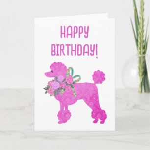 Carte Poodle rose Personnalisé Anniversaire