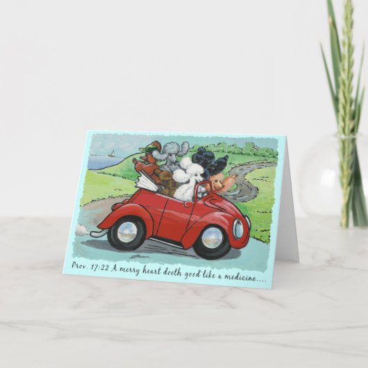 Carte Poodles Vintage Convertible Scripture Note Card (Devant)