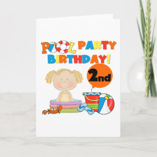 Carte Pool Party 2e anniversaire Tshirts et cadeaux