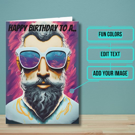 Carte Pop Art Beared Dude Anniversaire
