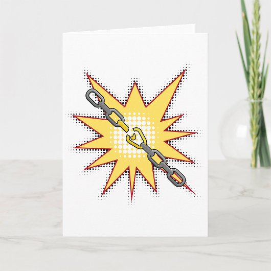 Carte Pop Art Broken Chain Explosion Bold Comic Style