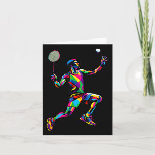 Carte Pop Art coloré Badminton Player Shuttle Badminto