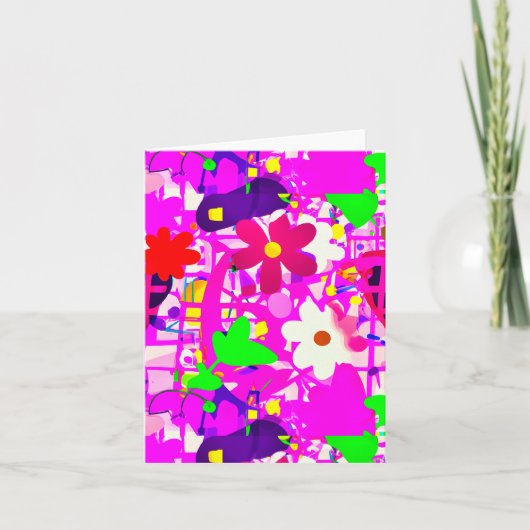 Carte Pop art fleurs vives (Devant)