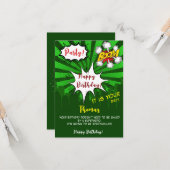 Carte Pop art green comique heureux anniversaire (Devant/Arrière en situation)