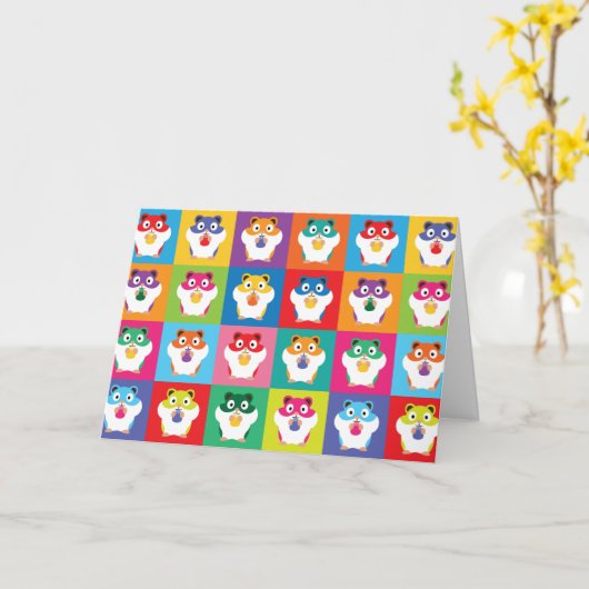 Carte Pop Art Hamsters (Fleur jaune)