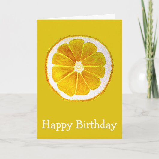 Carte Pop art jaune vif citron fruité anniversaire (Devant)