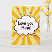 Carte Pop Art « Je t'aime Maman » (Fleur jaune)