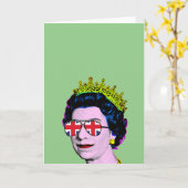 Carte Pop Art Moderne Amusant HM Reine avec lunettes Uni (Fleur jaune)