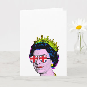 Carte Pop Art Moderne Fun HM Queen dans les lunettes Uni