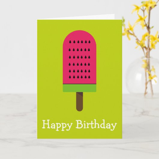 Carte Pop Art popsicle fruité pastèque anniversaire (Fleur jaune)