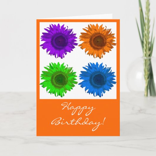 Carte Pop Art Sunflower Block Joyeux anniversaire (Devant)
