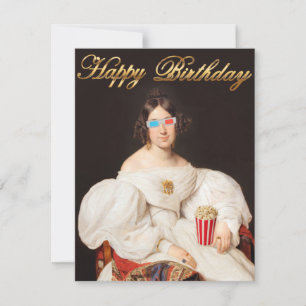 Carte Pop Corn Diva avec lunettes 3D