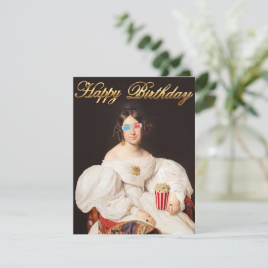 Carte Pop Corn Diva avec lunettes 3D (Debout devant)