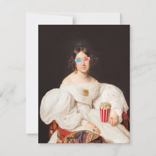 Carte Pop Corn Diva avec lunettes 3D (Dos)