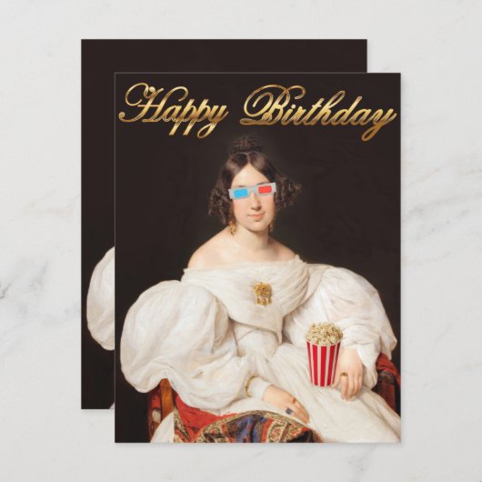 Carte Pop Corn Diva avec lunettes 3D (Devant / Derrière)