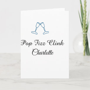 Carte Pop fizz clink bouteille de champagne bleue nouvel