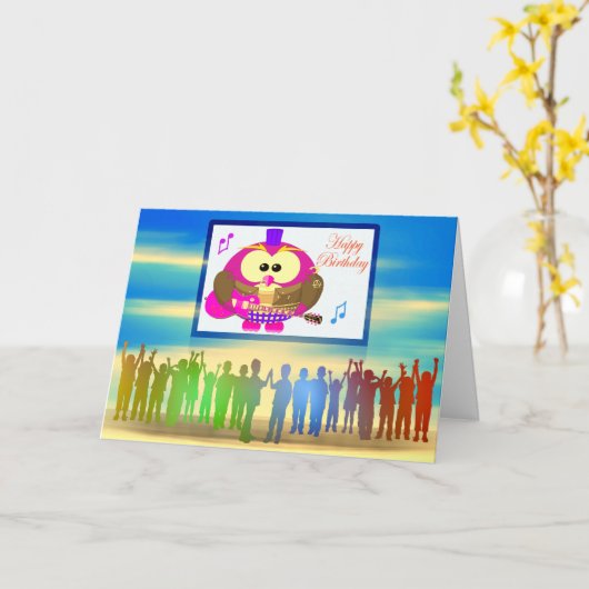 Carte Pop Owl (Fleur jaune)