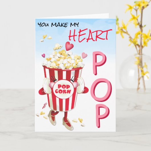 Carte Popcorn Love Funny Pun (Fleur jaune)