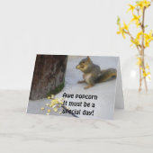 CARTE POPCORN MANGER ESQUIRREL ANNIVERSAIRE (Fleur jaune)